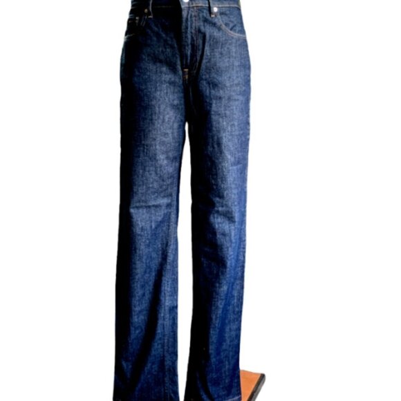 Everlane The High Rise Straight Jean 29/30.5 x 32.5 Regular Dark Blue Denim  21E - Picture 5 of 11